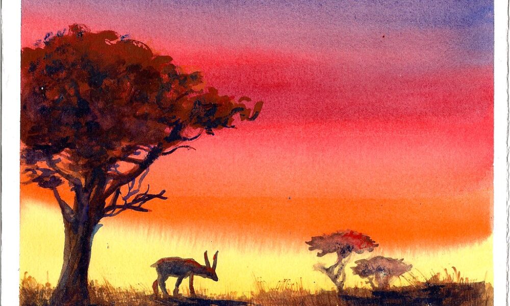 African Savannah Sunset on Arches 140 lb