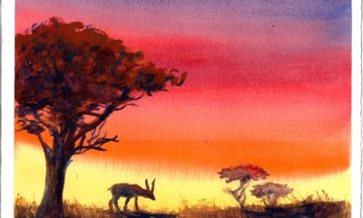 African Savannah Sunset on Arches 140 lb