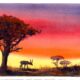 African Savannah Sunset on Arches 140 lb